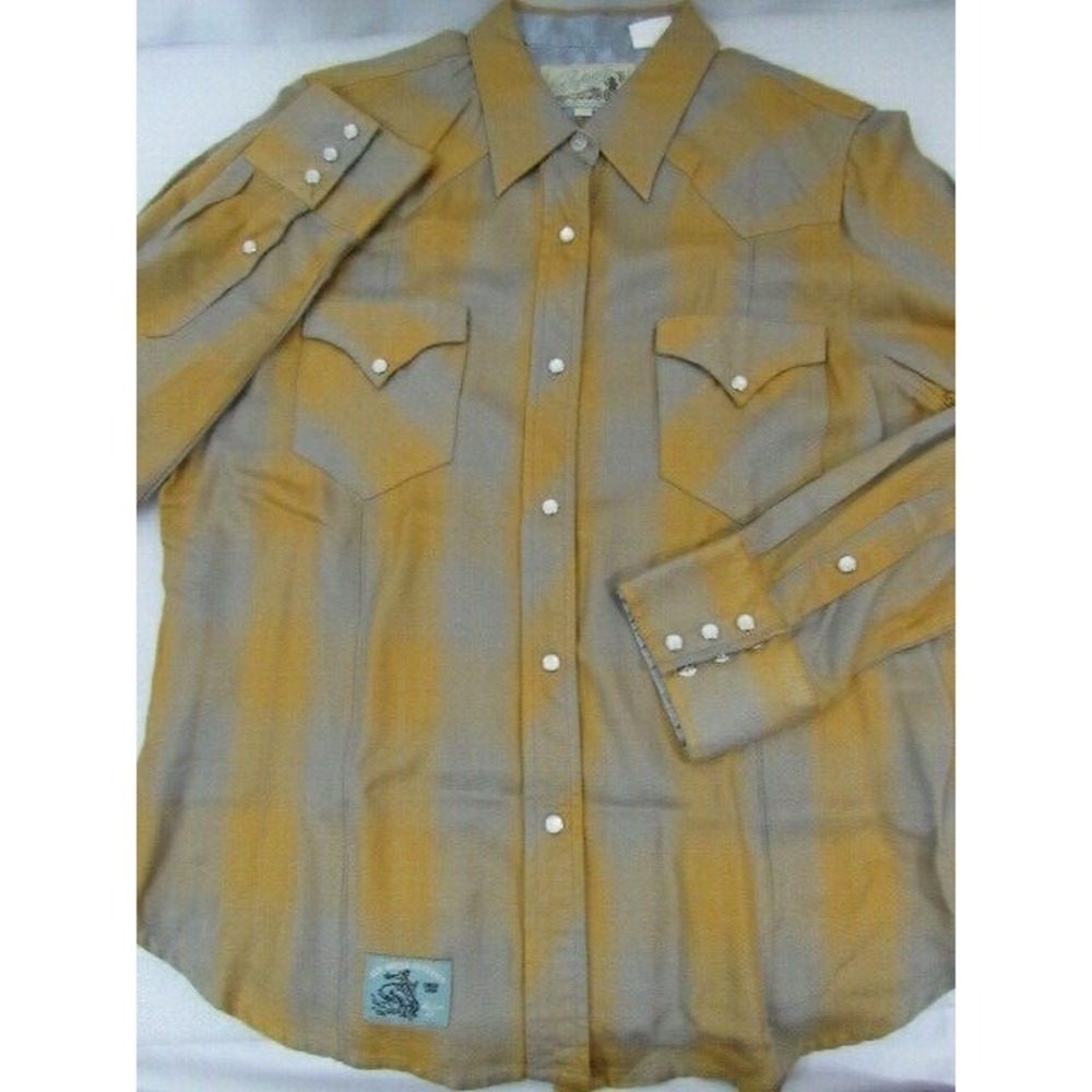 Roper‎ Western Classic Womens ellow Sz M Rayon Contrast Collar Snap Button Top